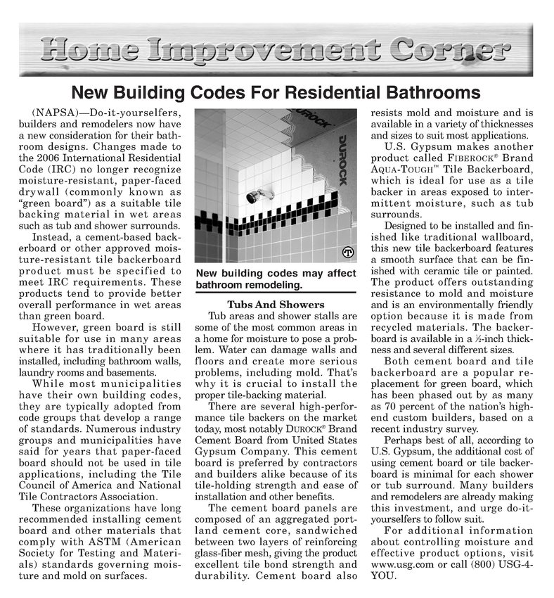 New Building Codes For Residential Bathrooms North American Precis